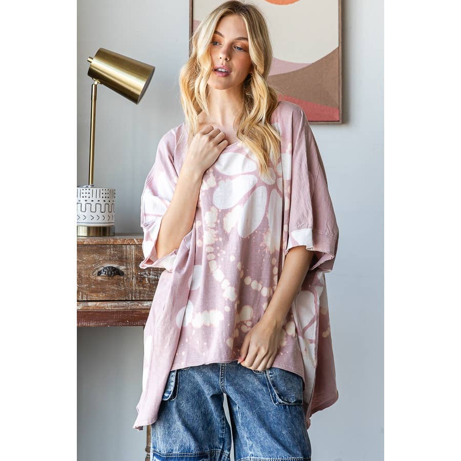 Big Dream Floral Bleached Oversized Top