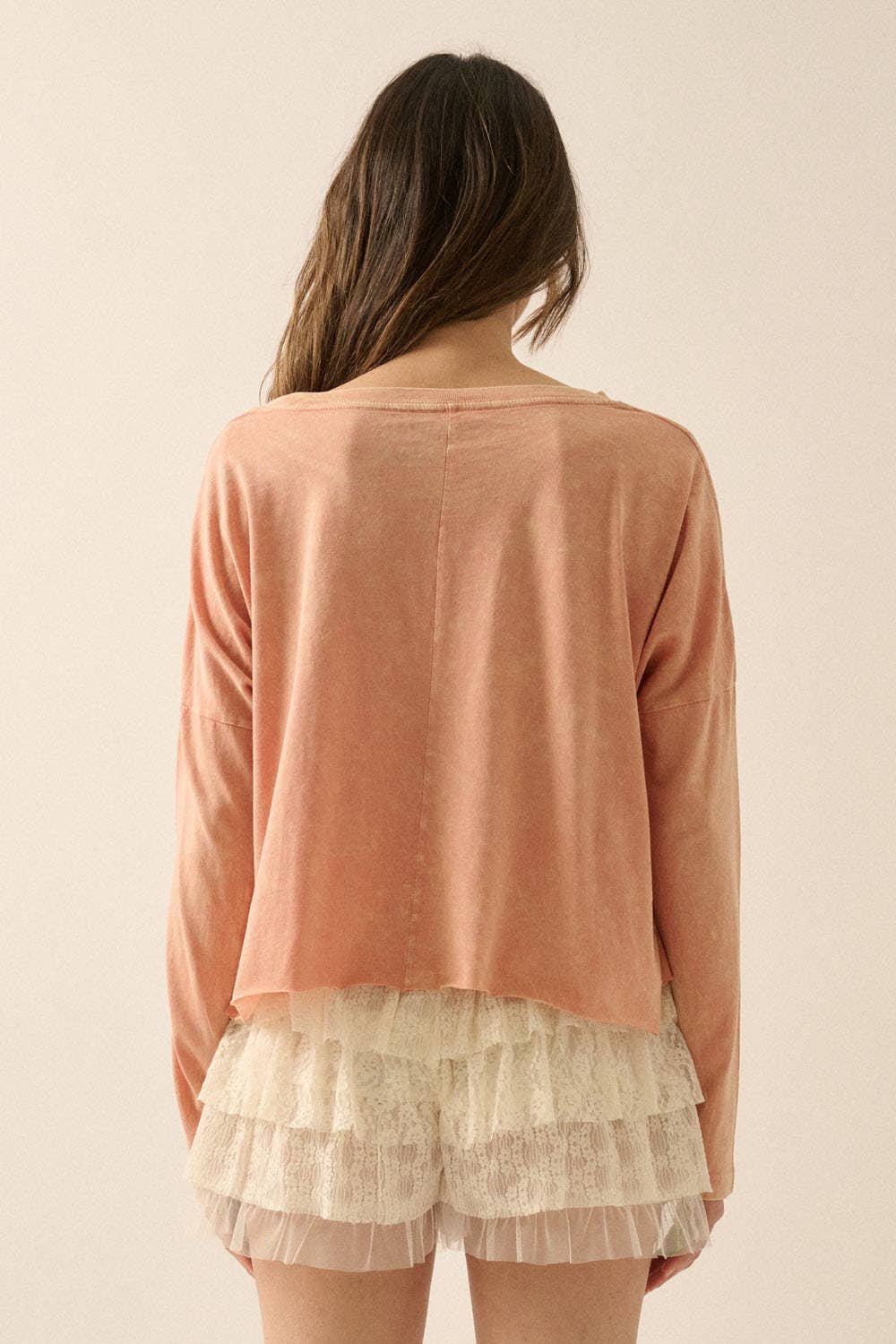 Rose Bouquet Cropped Long-Sleeve Graphic Tee