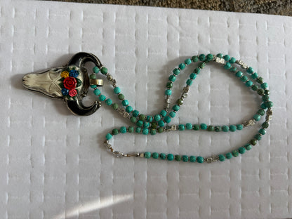 Flower Crown Skull Necklace