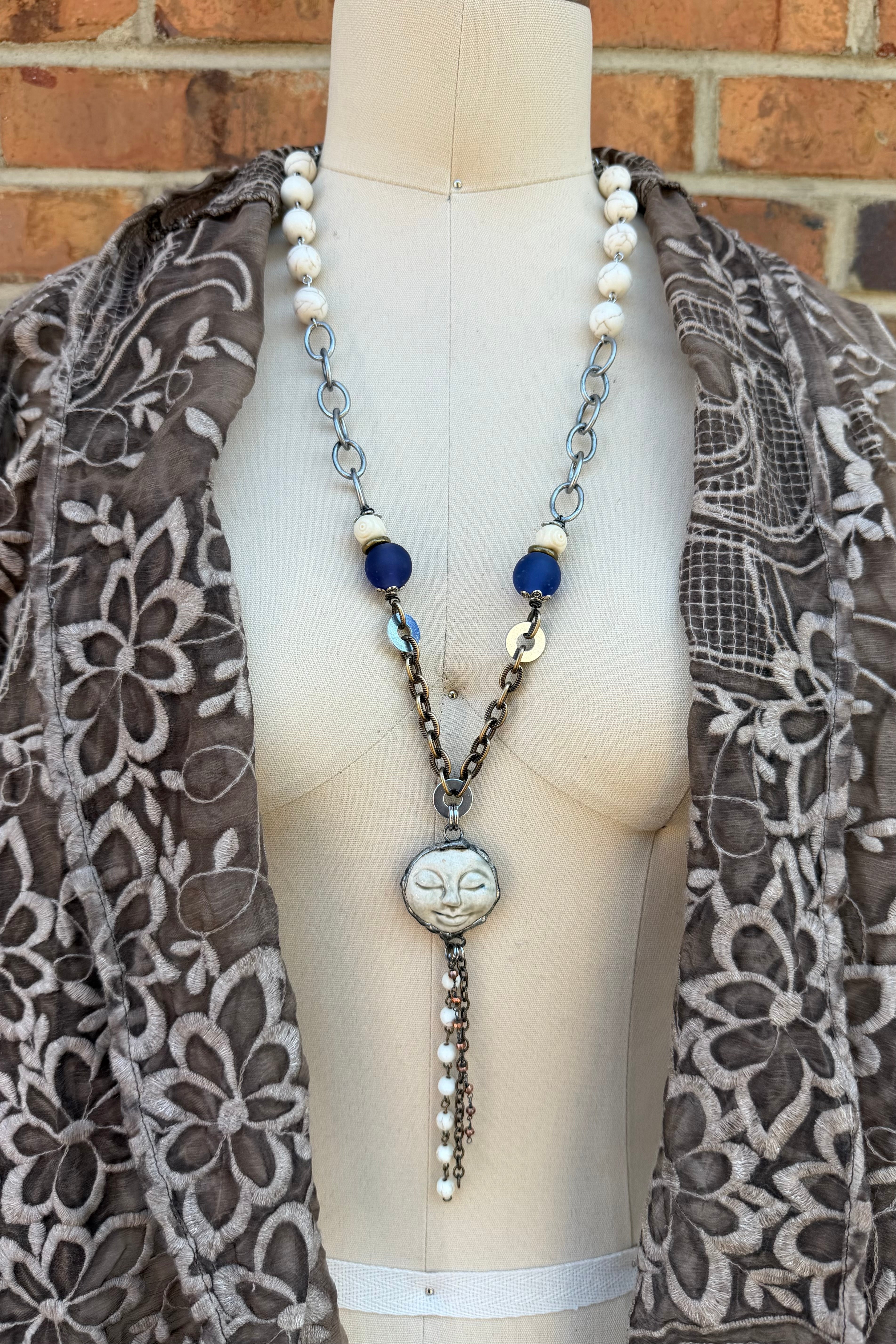 OOAK Smiling Face Necklace