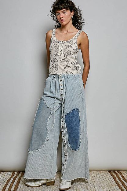 Flit & Vibe Vintage Washing Butterfly Print Slim Fit Knit Sleeveless Top