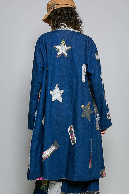 Anastasia Lace Trim Patchwork Applique Accents Maxi Cardigan