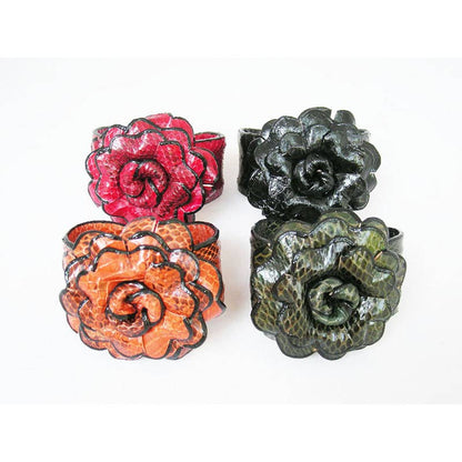 River Snake  flower leather cuff