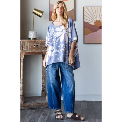 Big Dream Floral Bleached Oversized Top