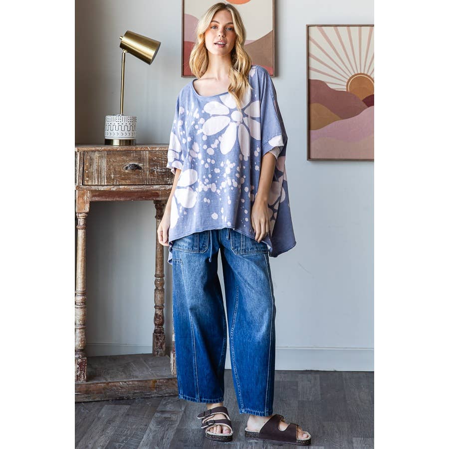 Big Dream Floral Bleached Oversized Top