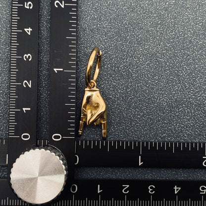 18K Gold Plated Rock & Roll Gesture Charm Huggie Earring-FGS