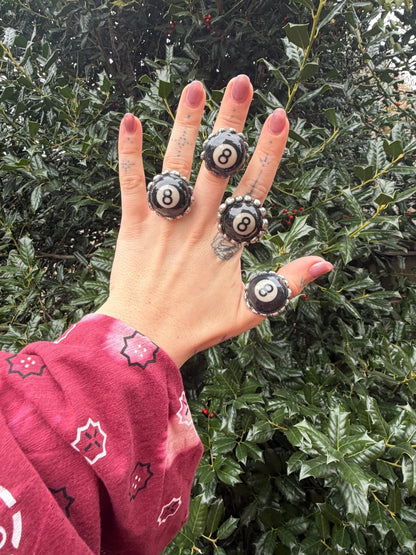 8 Ball Pool Ring - ivyandlavyboutique Art by Amy
