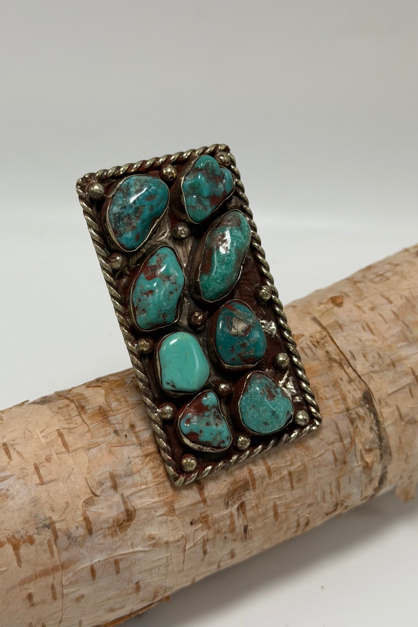 8 Nugget Turquoise Rectangle Ring - ivyandlavyboutique ivyandlavyboutique