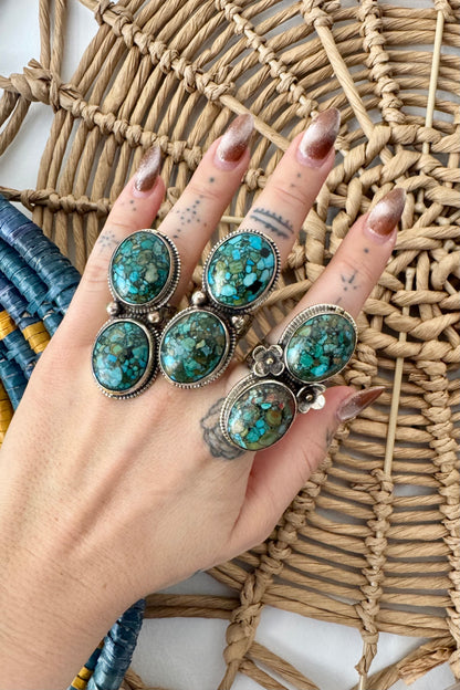 Turquoise Tibetan Silver Rings