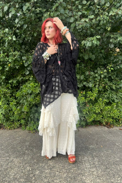 Black Crochet Lace Shortie Muu - Kantha Bae