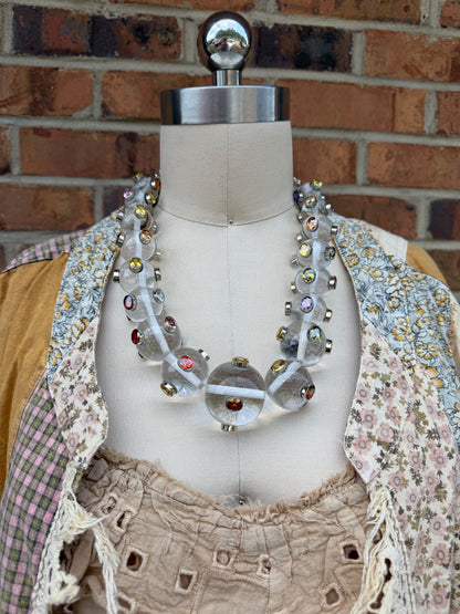 Resin Gem Beaded Ball Necklace in Clear - Style 2