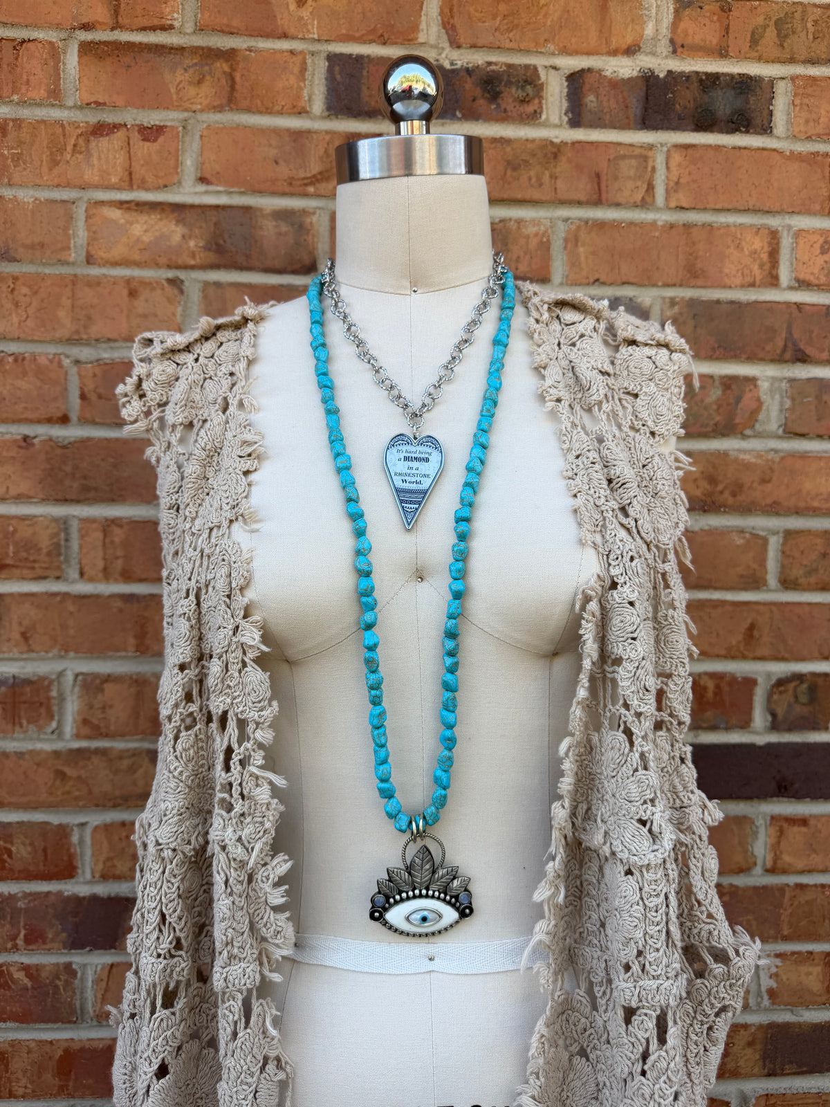 Dolly Large Reversible Heart Pendant Necklace