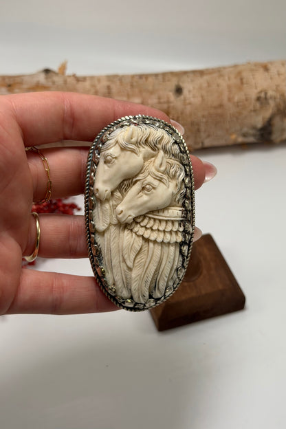 Motherly Love Horse Carved Head Ring