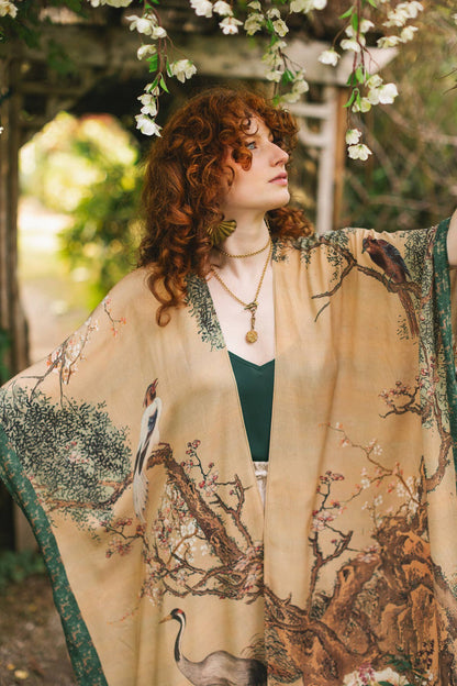 Fable Bohemian Goddess Starduster Kimono with Deer and Moon