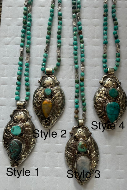 Happy Buggy Drop Necklace on Turquoise