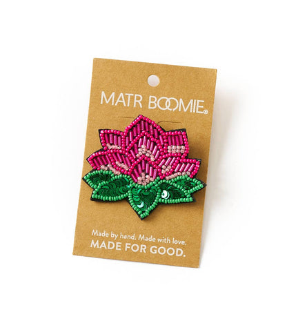 Bala Mani Beaded Lotus Brooch Pin