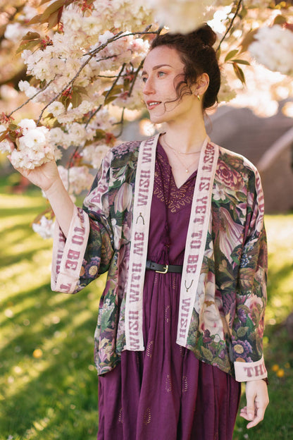 Make A Wish Pixie Duster Cropped Kimono w Wishbone Dandelion