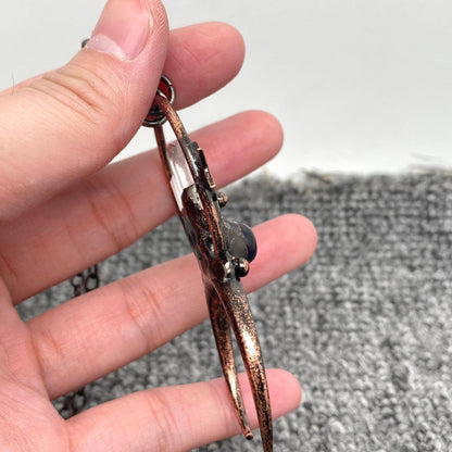 CS/MS - White Crystal & Amethyst Star Moon Charm Necklace