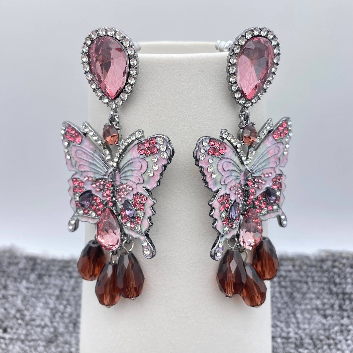 Vintage Sparkling Elegant Rhinestone Butterfly Charm Earring