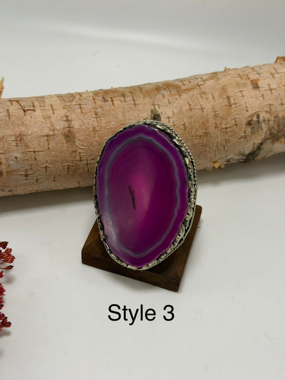Pretty in Pink Geode Slab Ring