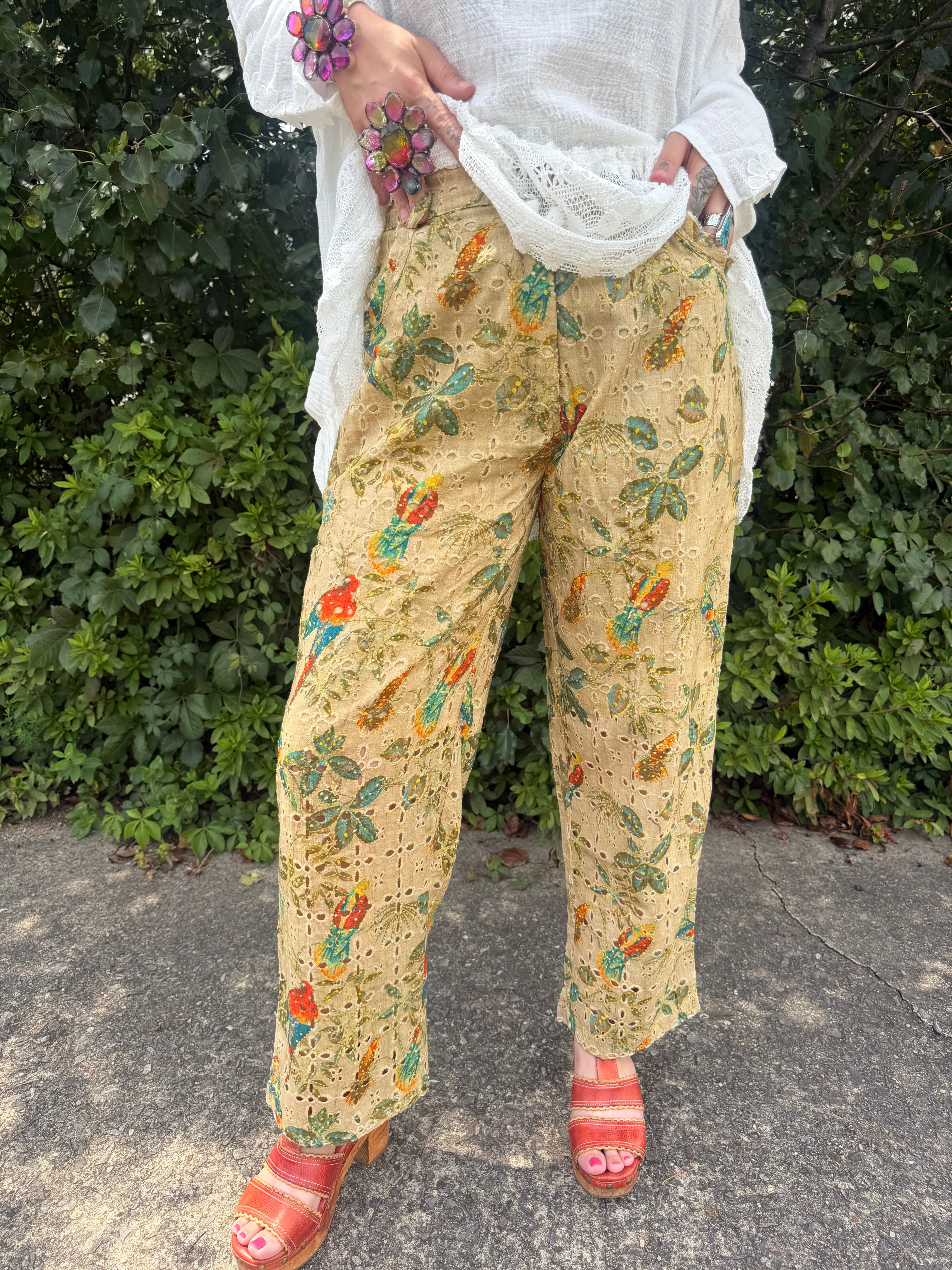 Floral Greens Parrot Part Pant