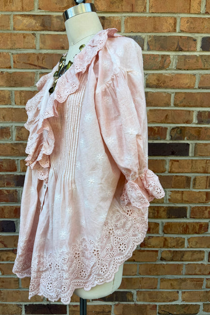 Eyelet Linen Pink Top