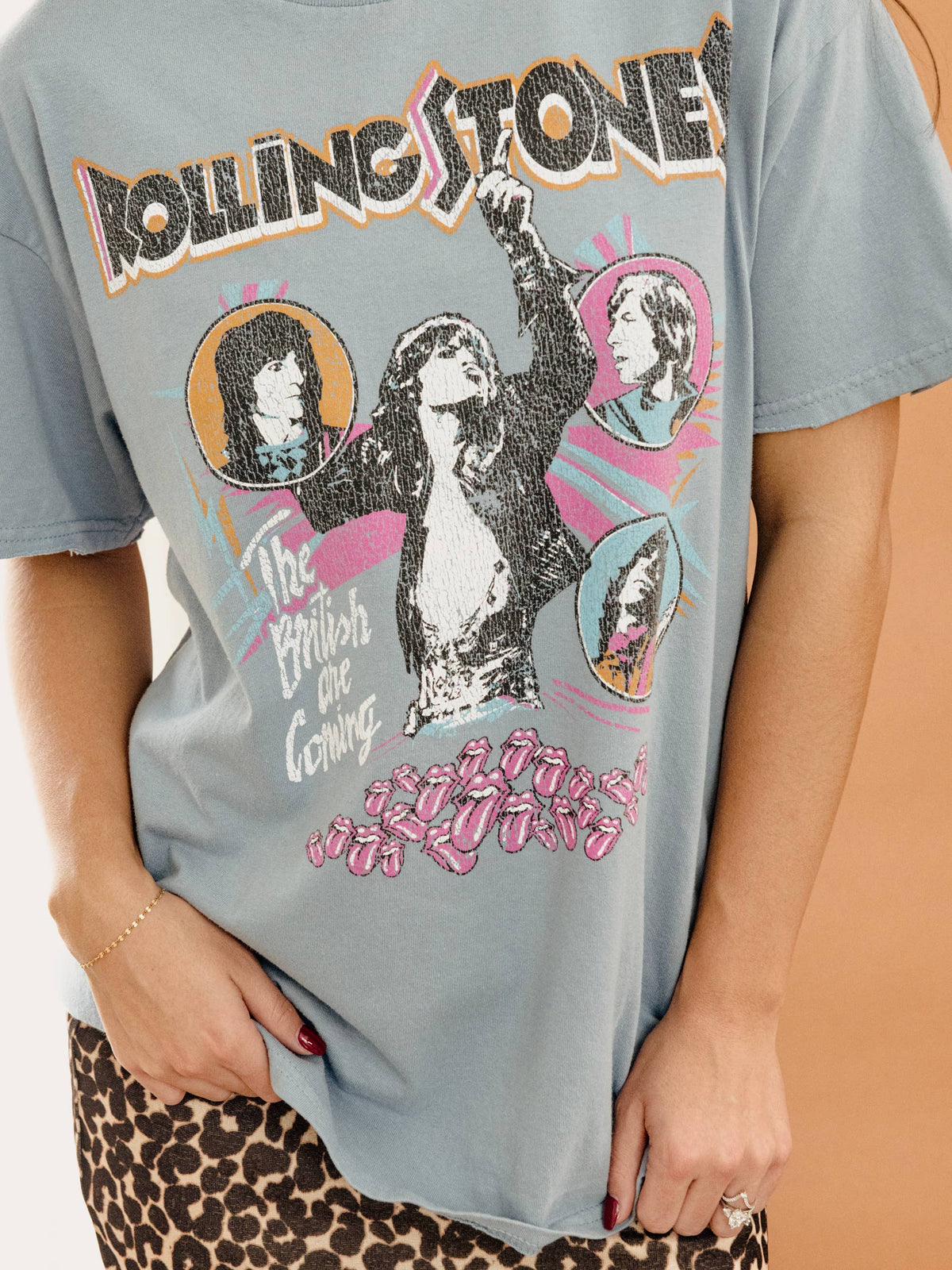 Rolling Stones The British Are Coming Blue Thrifted Tee