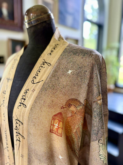 Lovelight Opera Duster Kimono Robe w/woodland deer & swallow