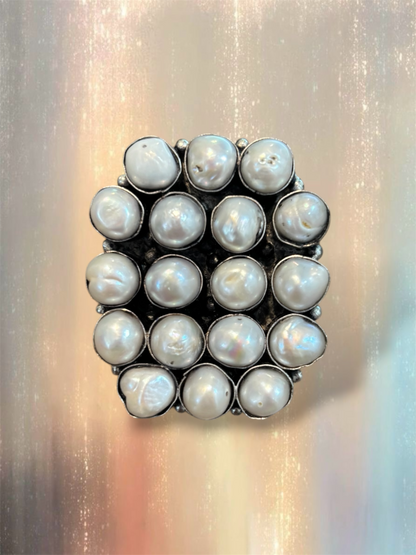 Preorder - Large Silver Baroque Pearl Ring