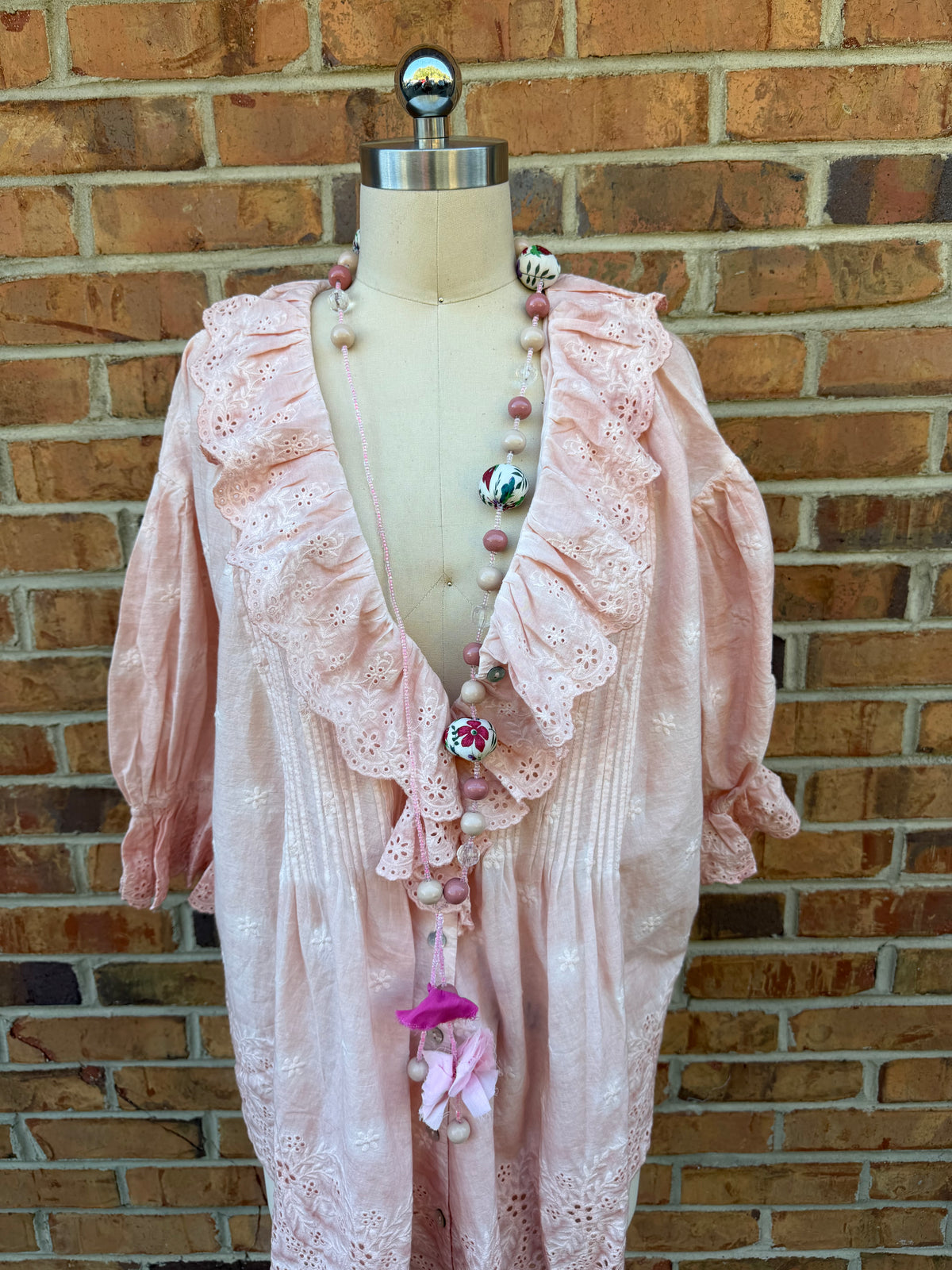 Final Sale - Pink Fabric Balls Necklace