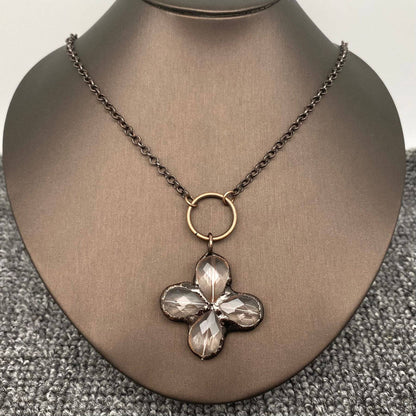 Irregular Four-leaf Clover Shape Crystal Necklace | OT buckl