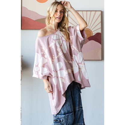 Big Dream Floral Bleached Oversized Top