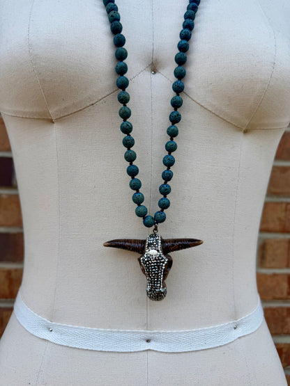 Bling Bling Steer on Lava Beads