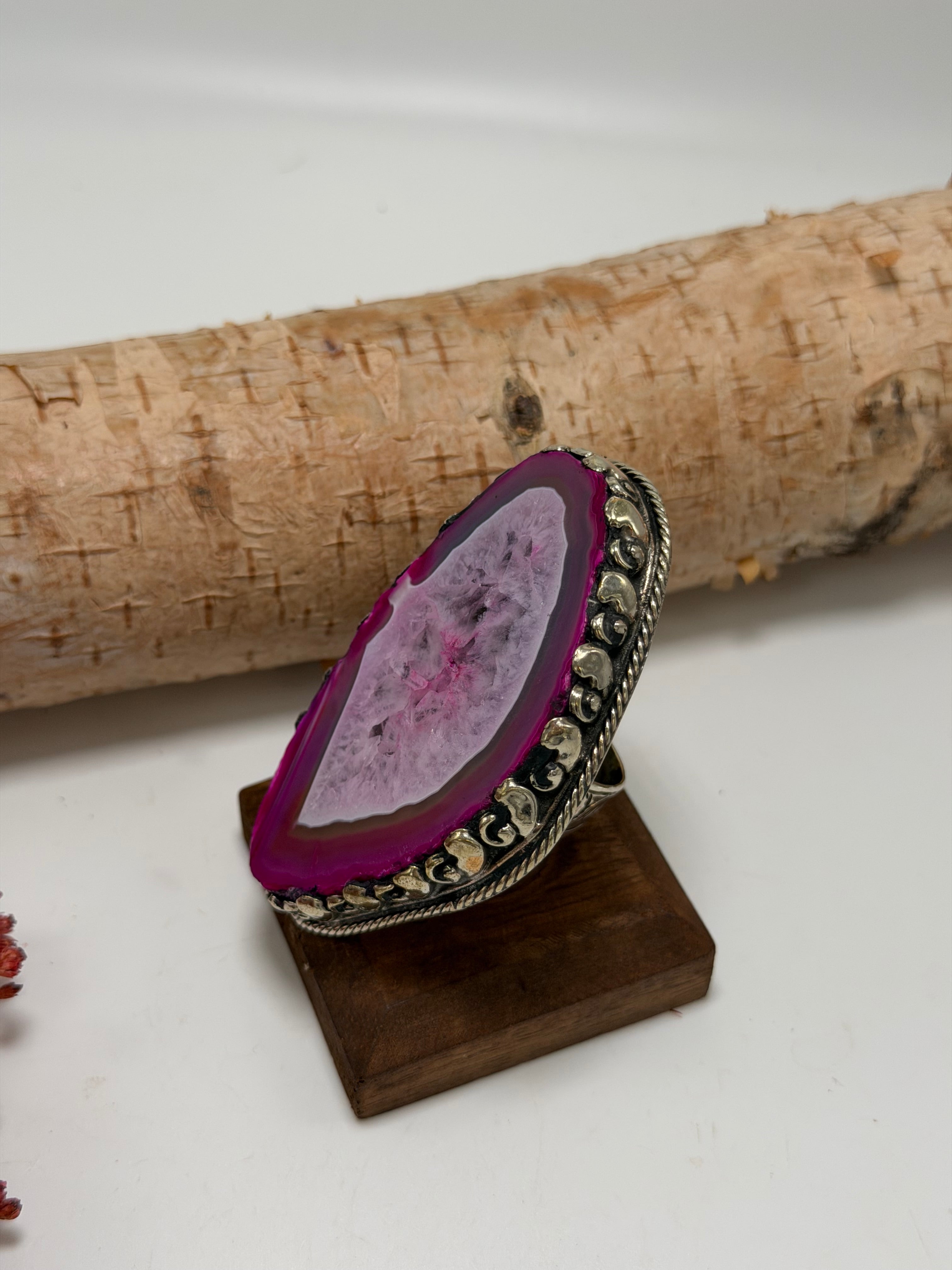 Pretty in Pink Geode Slab Ring