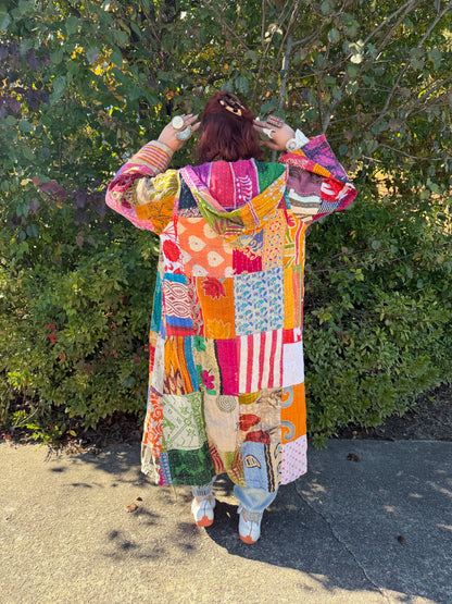 In the Flow Hooded Kantha Duster