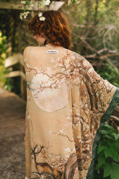 Fable Bohemian Goddess Starduster Kimono with Deer and Moon