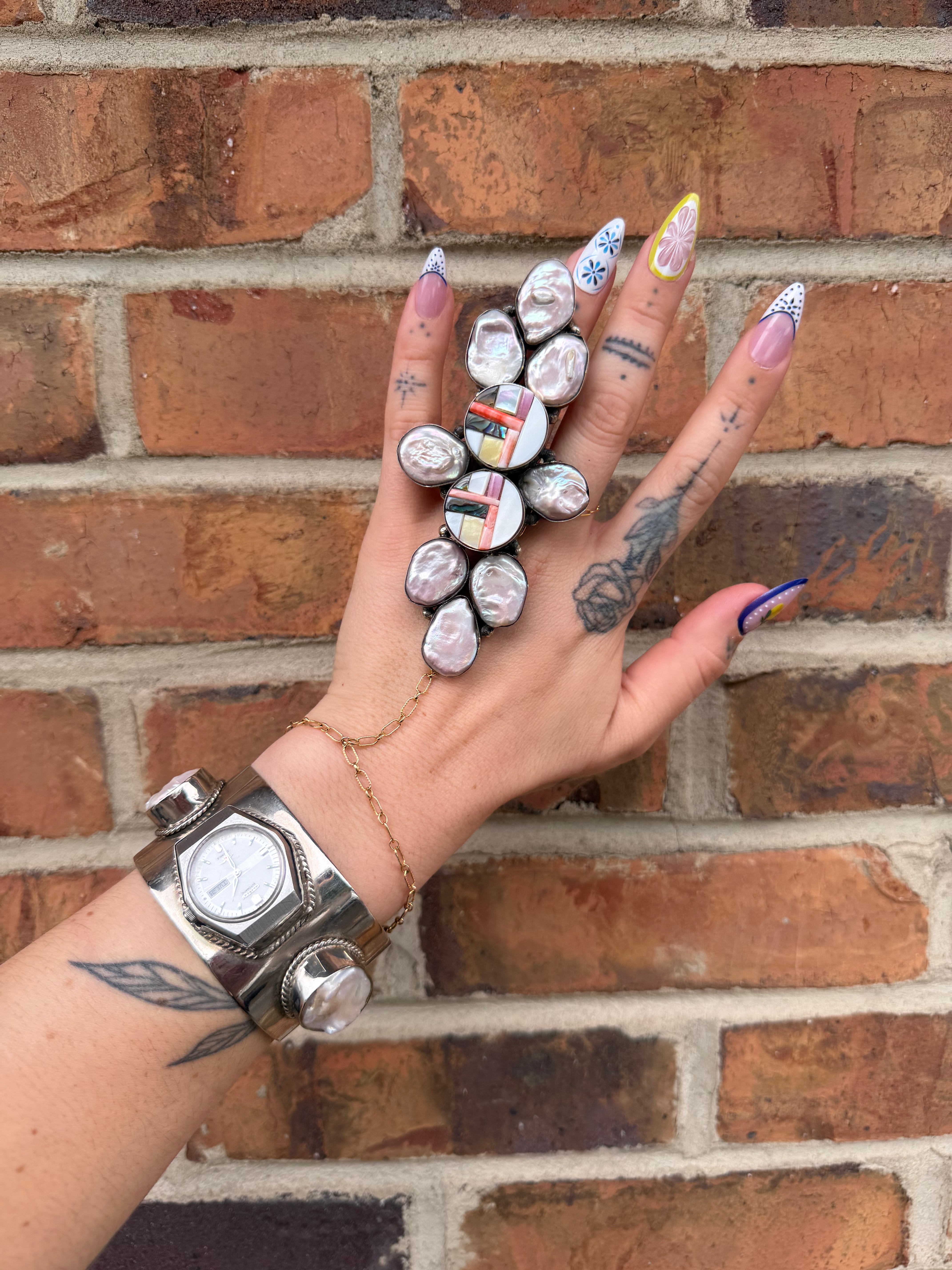 The Mismatch Pearl Ring Statement Ring