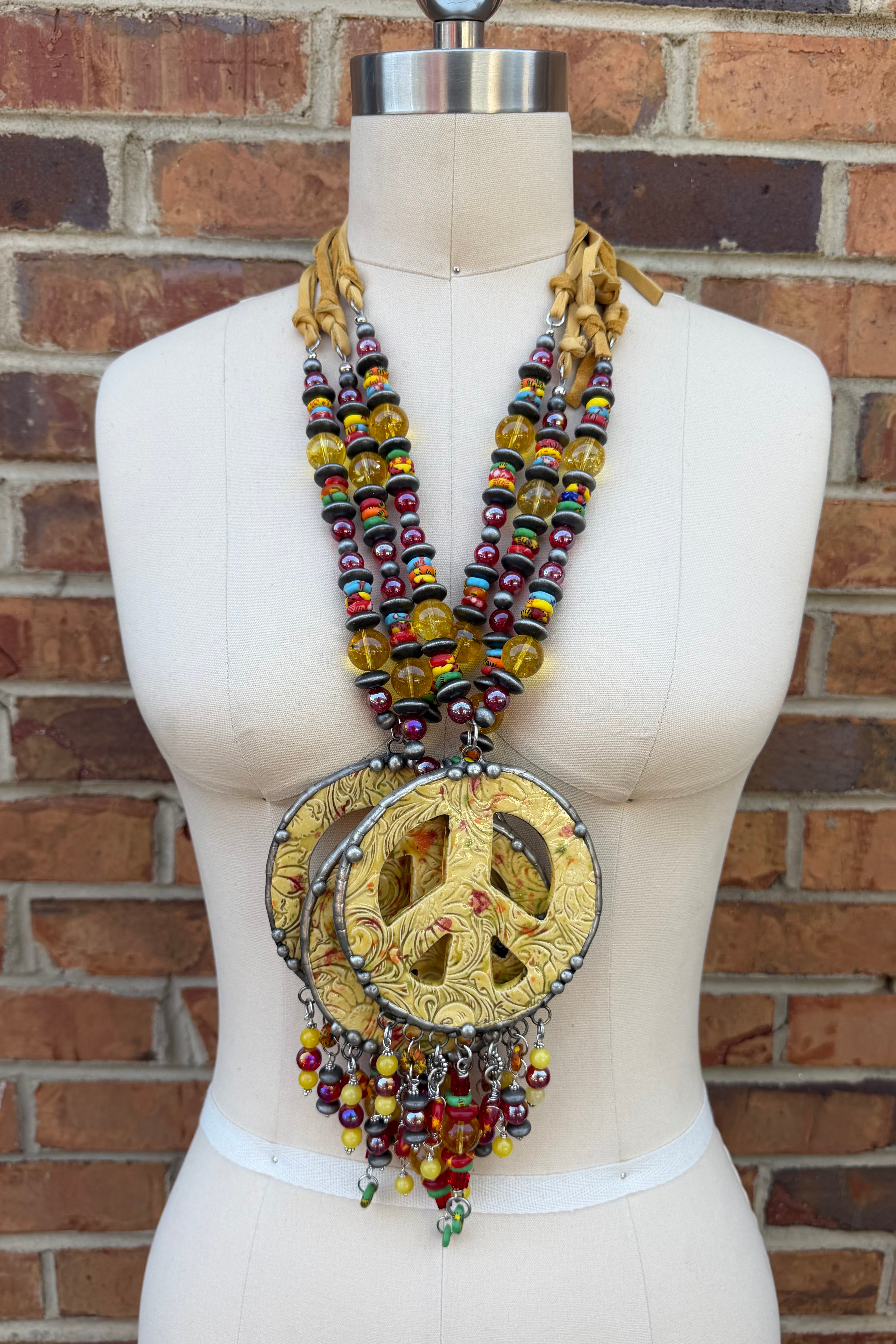 BIG Yellow Peace Necklace