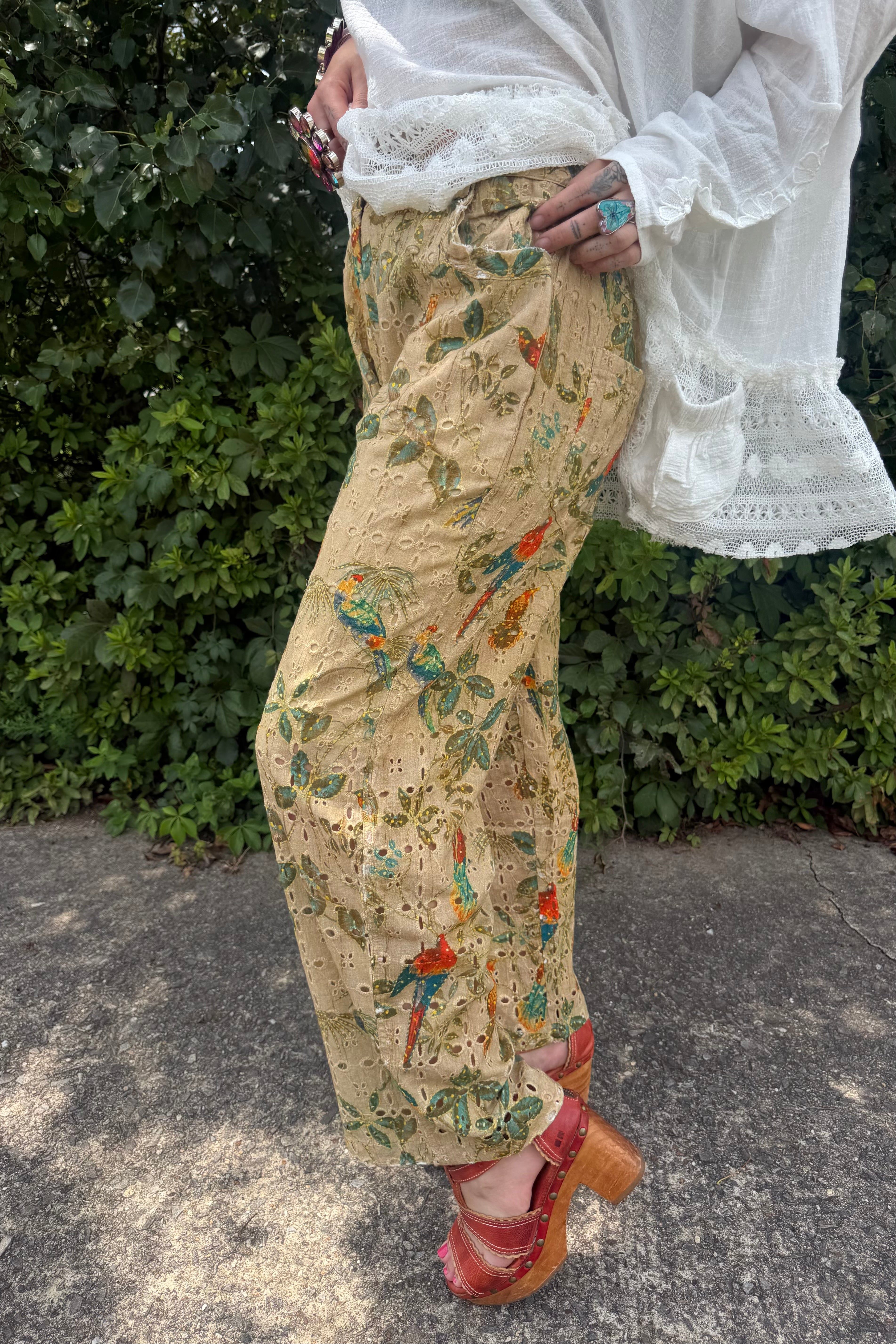 Floral Greens Parrot Part Pant