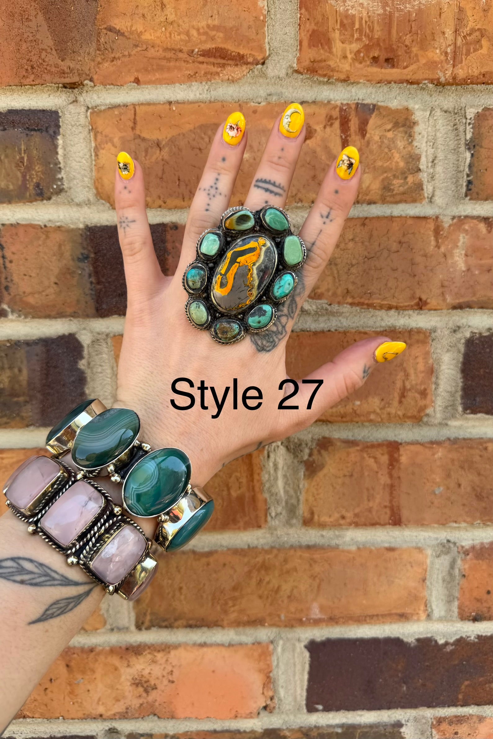 Big Bumble Bee Jasper w/ Turquoise Rings