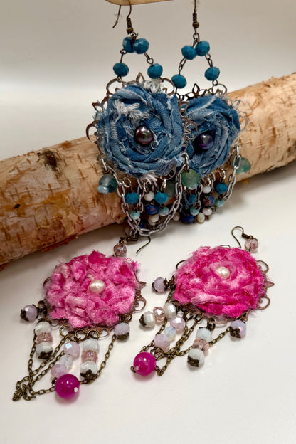 A little Fluff Fabric Recycled Earring