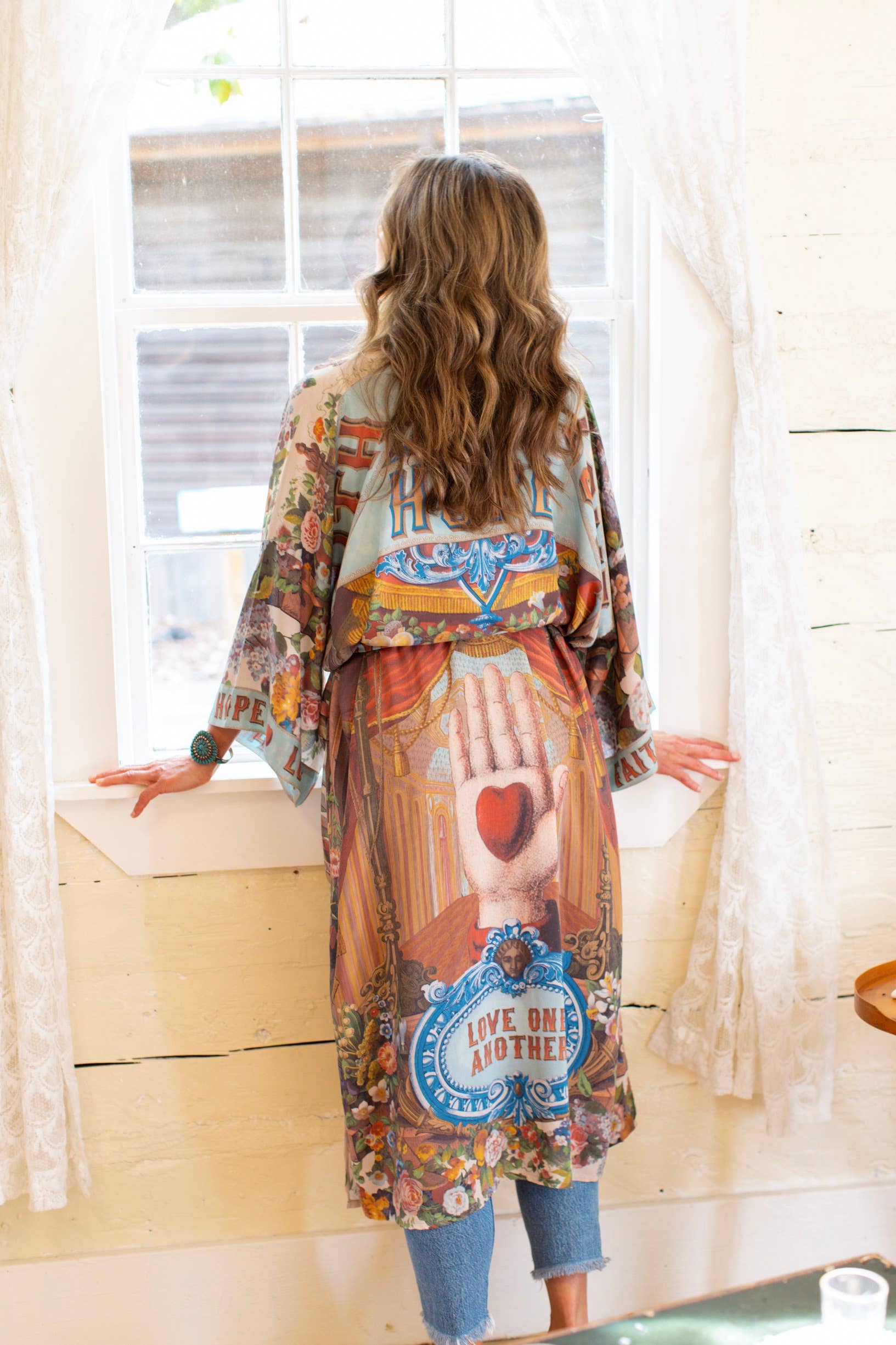 Love Language Opera Duster Kimono Robe w/ Faith, Hope
