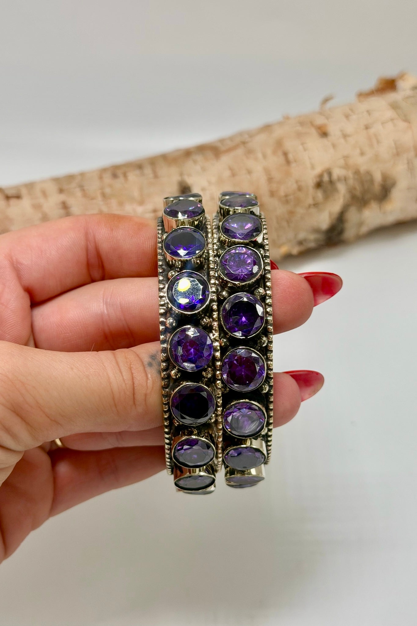 Stackable amethyst bracelets