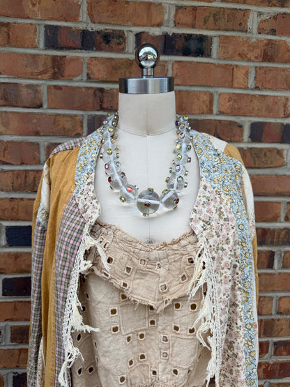 Resin Gem Beaded Ball Necklace in Clear - Style 2