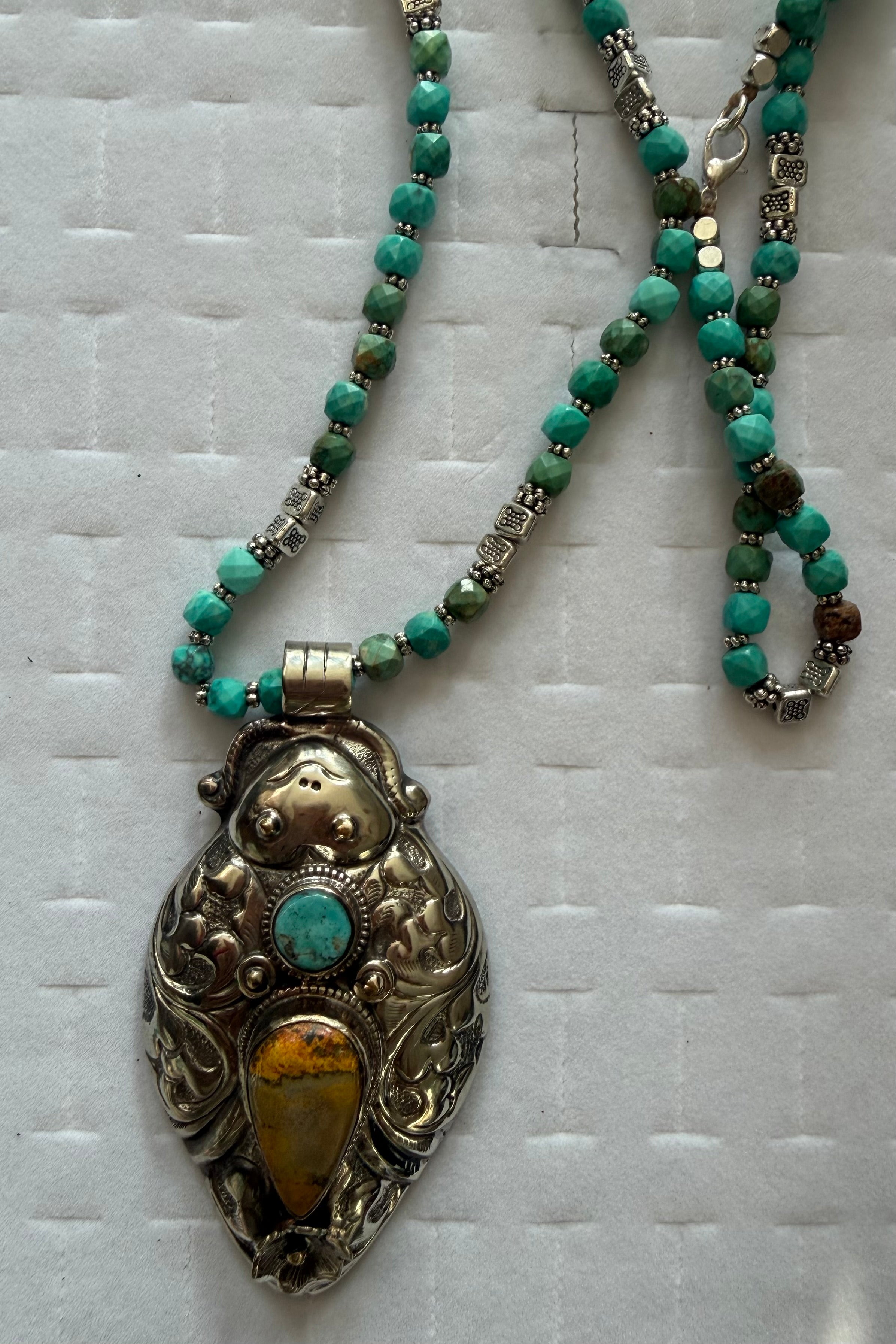 Happy Buggy Drop Necklace on Turquoise