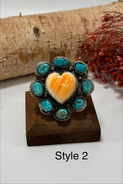 Turquoise and orange hearts