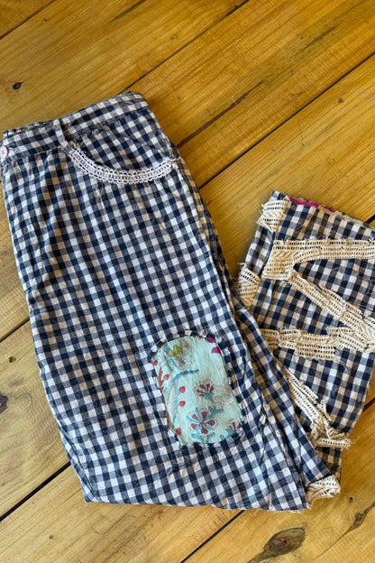 Traveling On Pants in Black Gingham