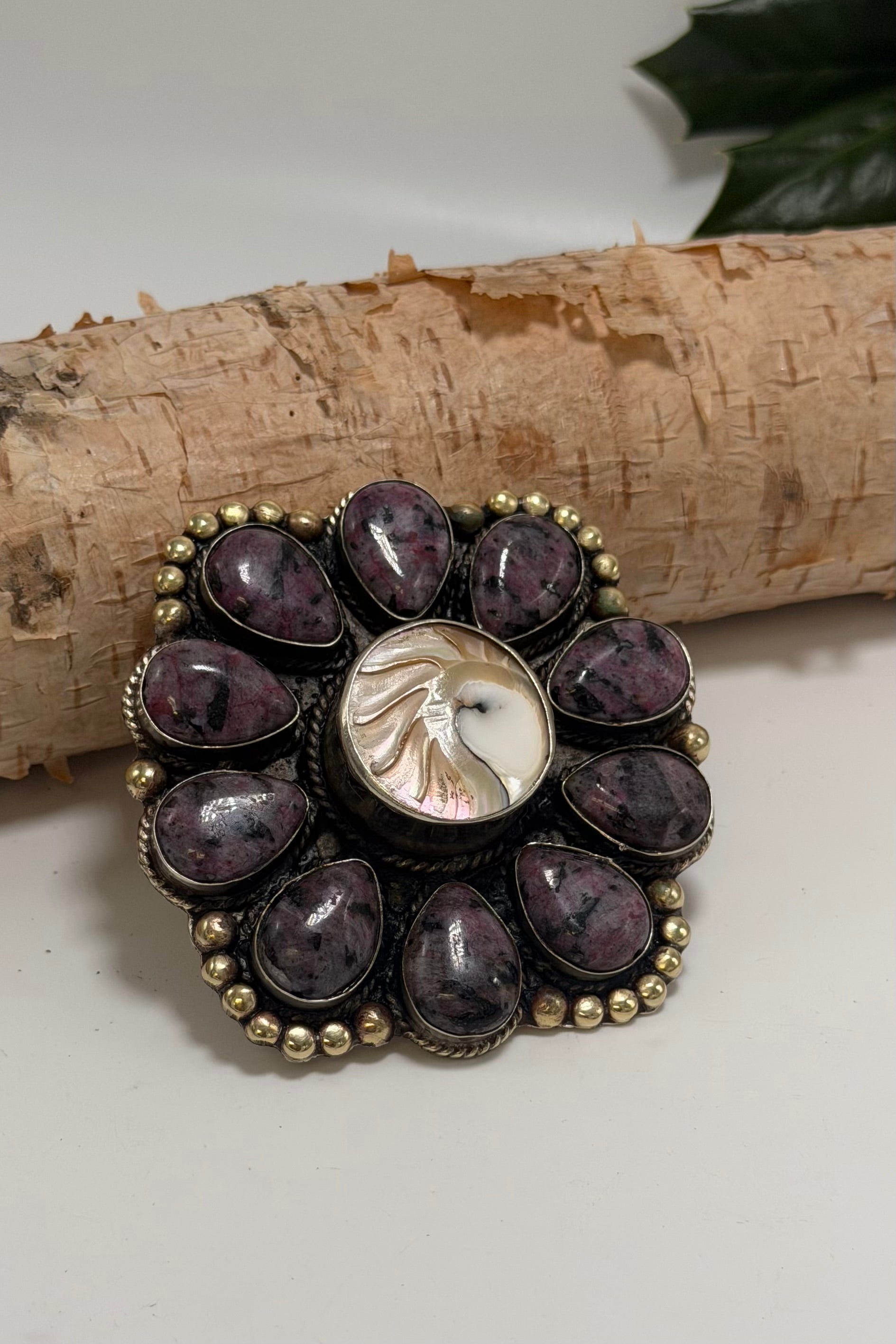 Big & Flower Purple Agate Ring 2