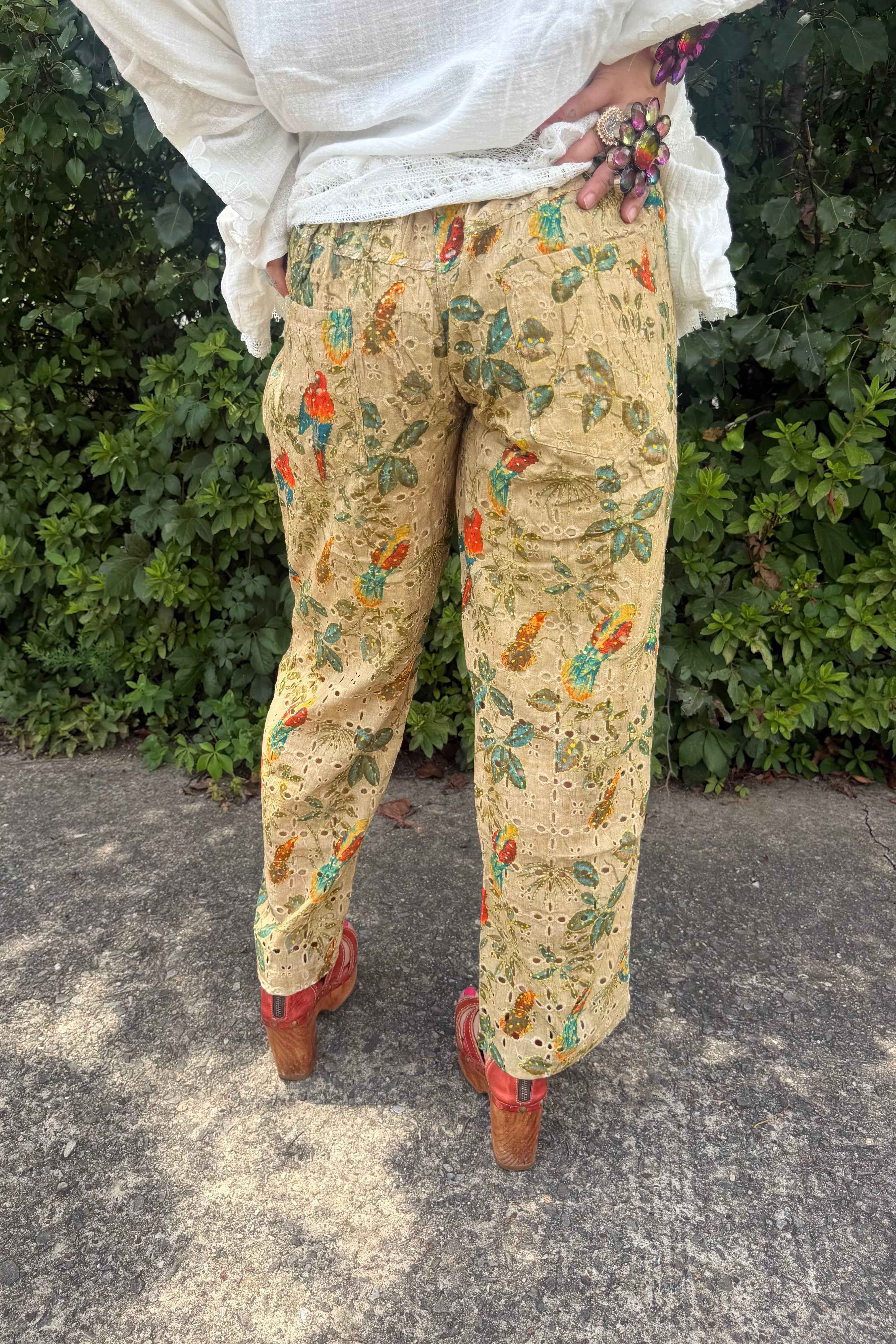 Floral Greens Parrot Part Pant