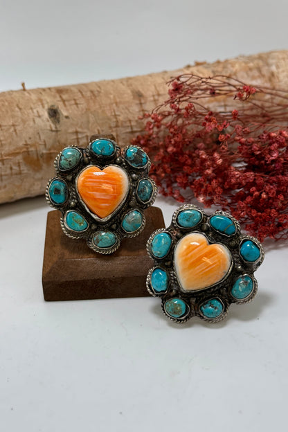 Turquoise and orange hearts